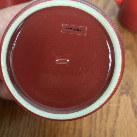 Set B- Le Creuset Stoneware Coffee Mugs Set of 3 In Cerise - 12 oz - Picture 3 of 5